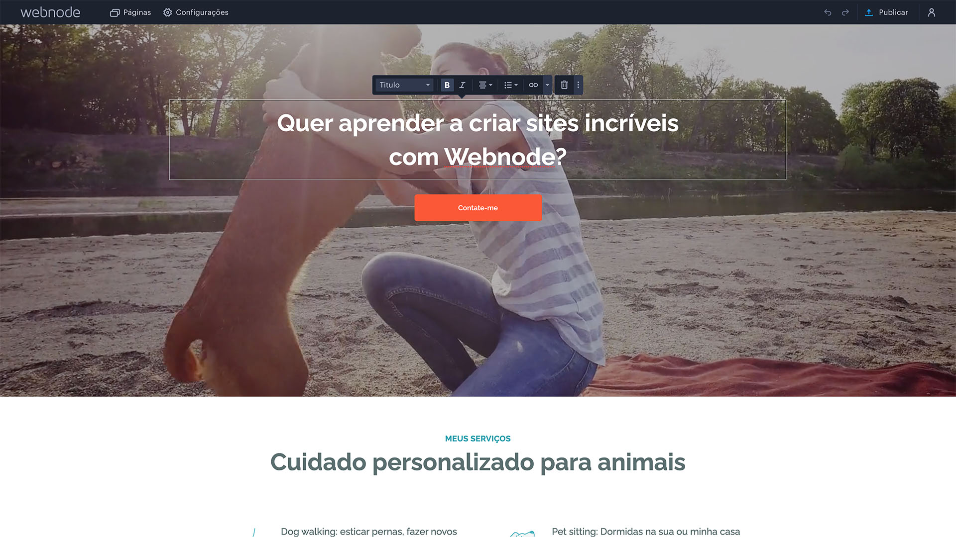 Criar site grátis com Webnode