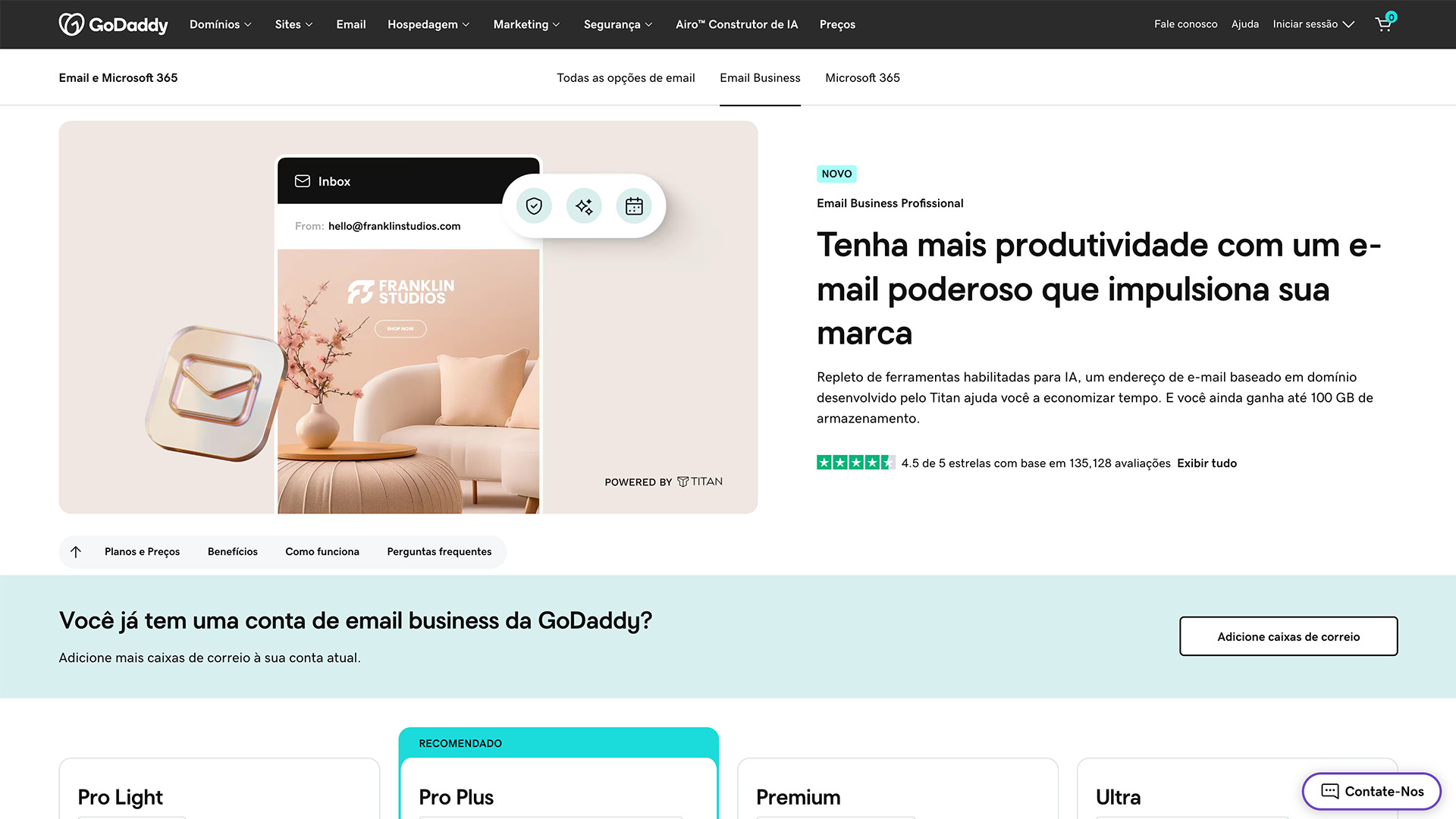 E-mail profissional GoDaddy