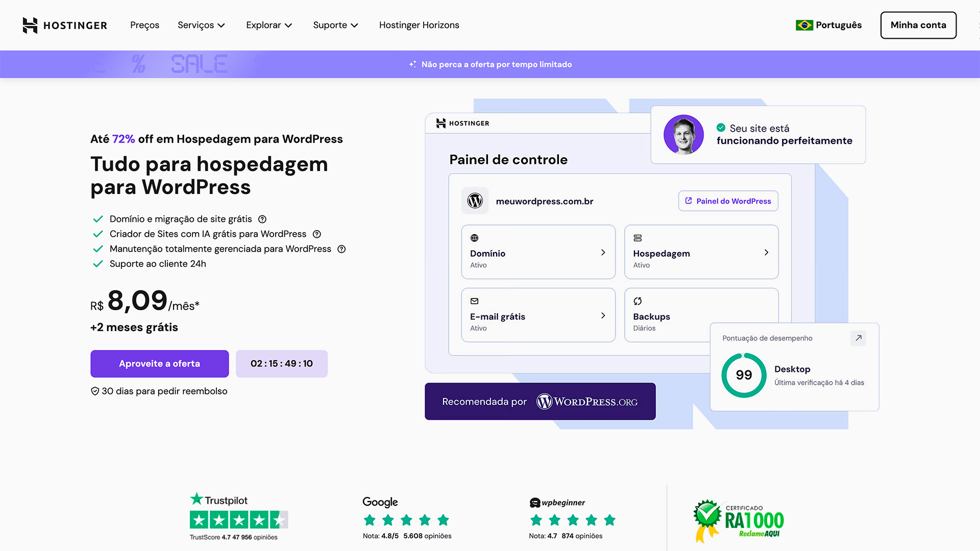 hospedagem wordpress hostinger