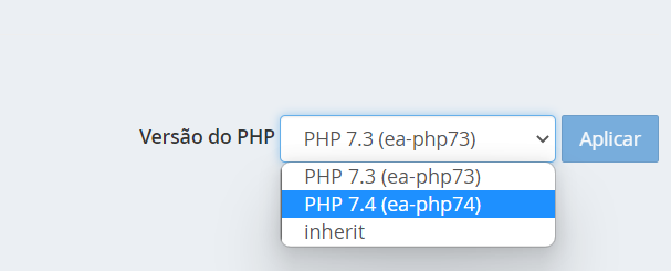 versão do PHP na HostGator