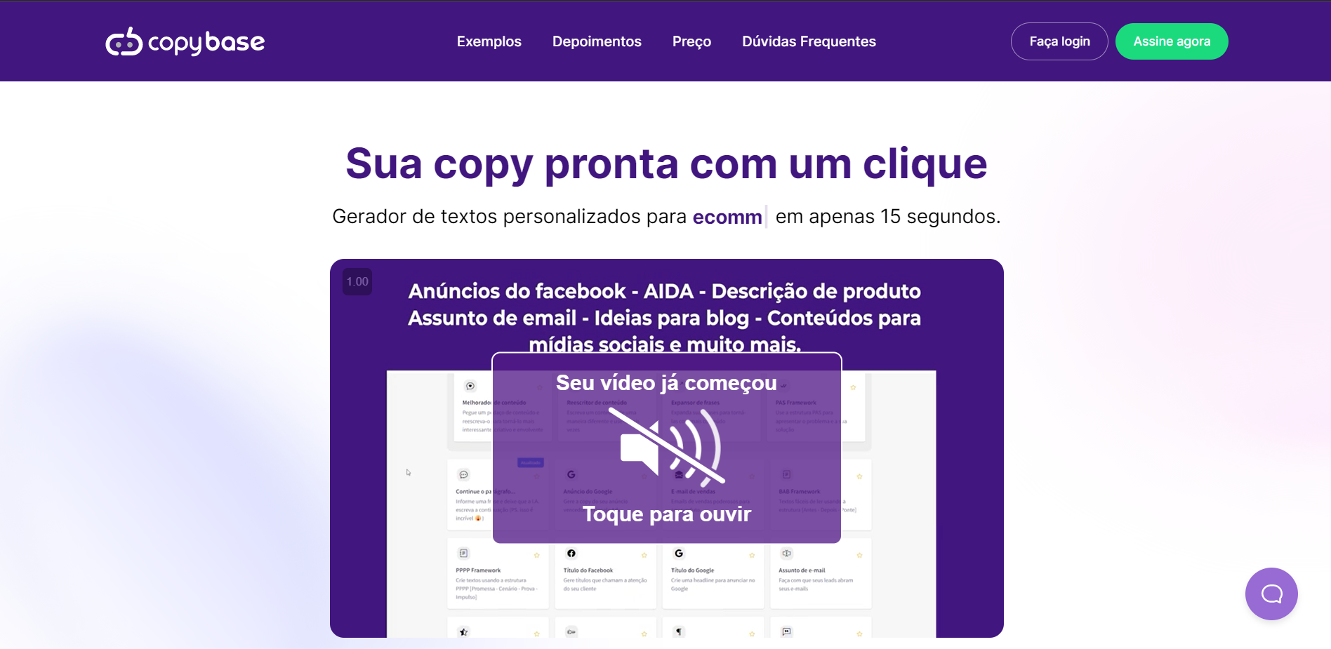 Gerador de conteúdo com inteligência artificial copybase