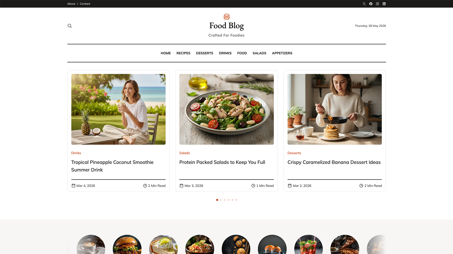 Food Blog FSE Tema WordPress Minimalista