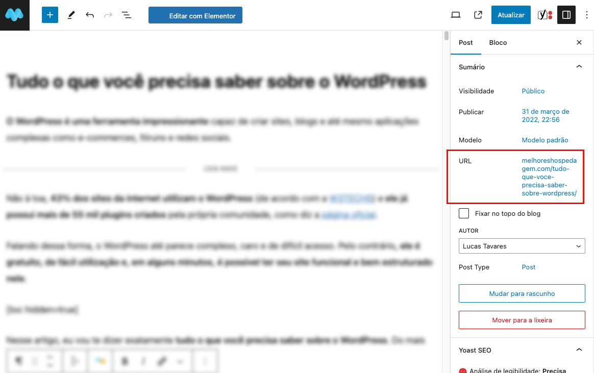 Alterar link permanente do post no WordPress