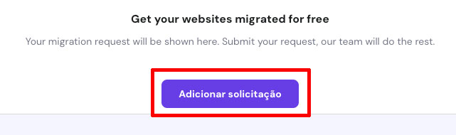 Solicitação de Migração na hostinger