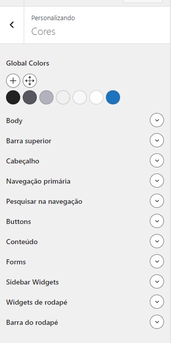 Paleta de cores WordPress