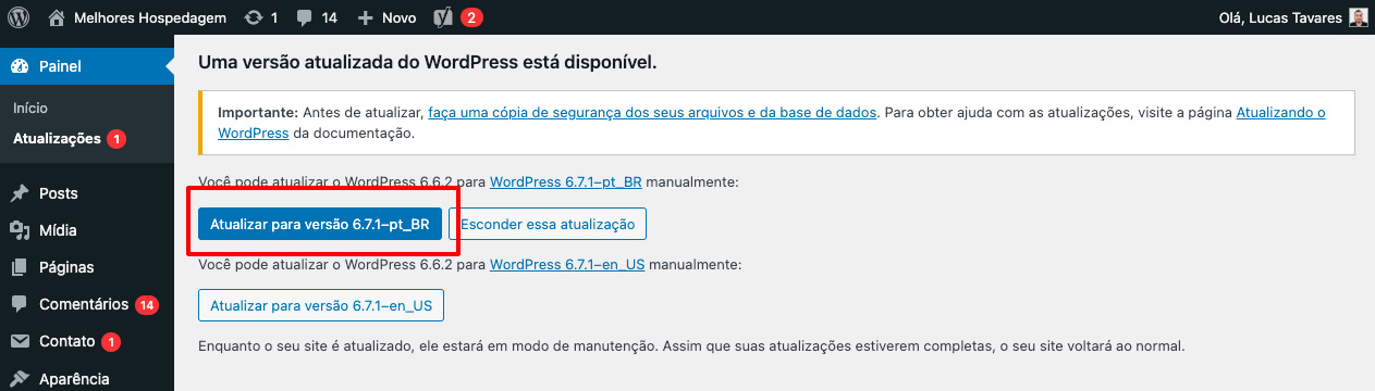 Como atualizar WordPress