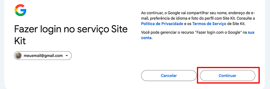 Fazer login conta Google