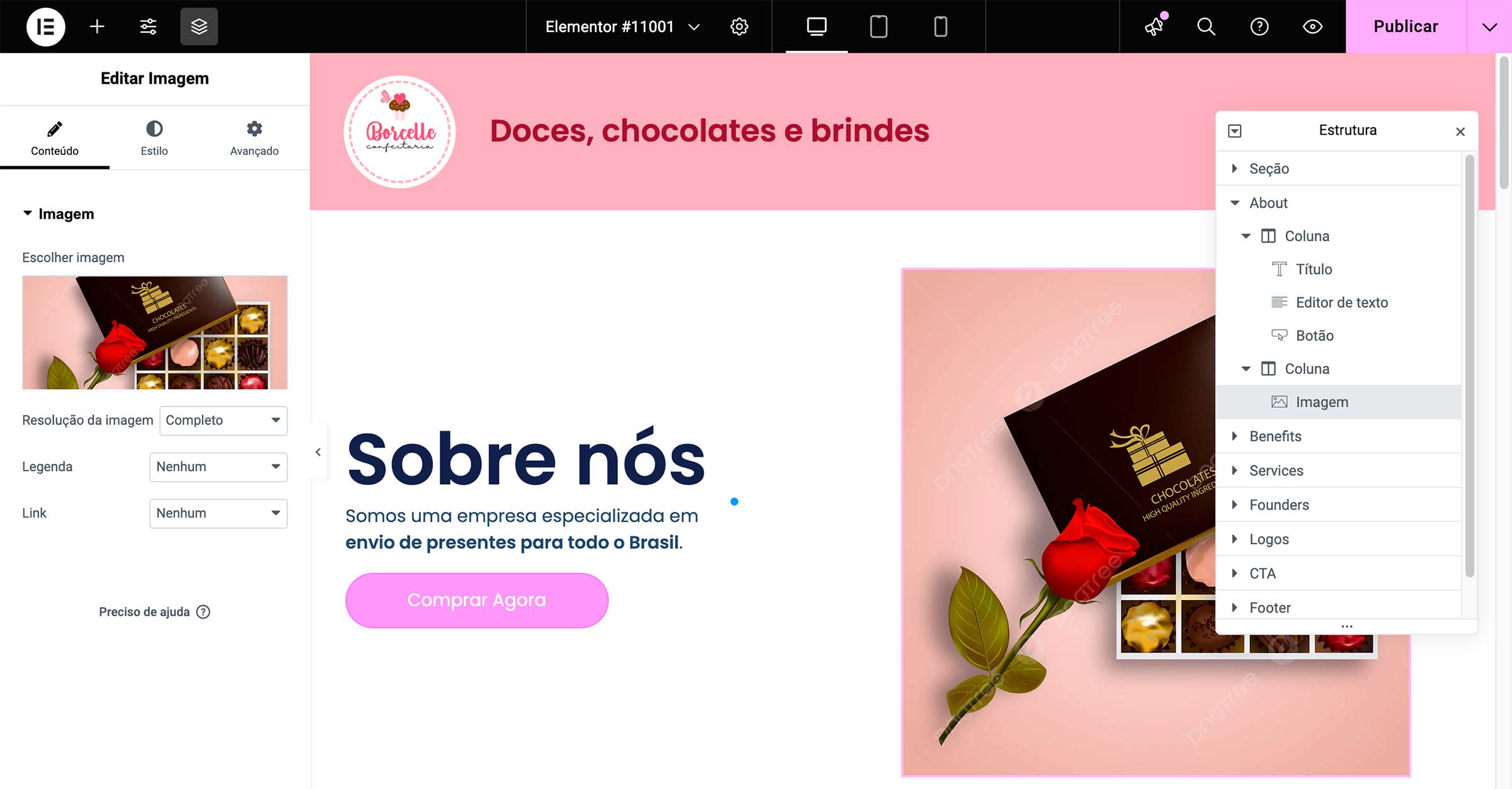 Landing page criada com WordPress