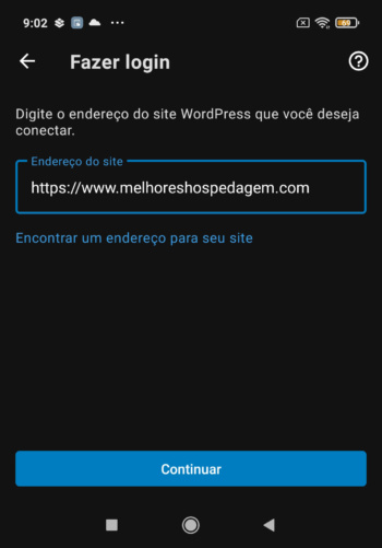 Logar no Android WordPress