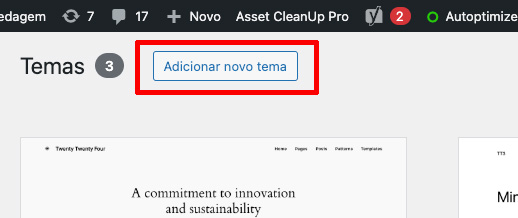 WordPress Temas adicionar novo