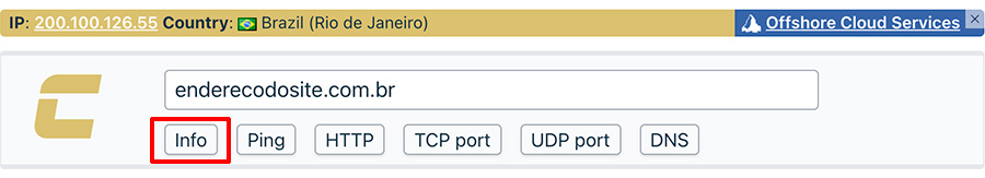 Descobrir hospedagem do site com ferramenta