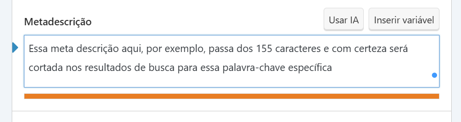 meta descrição com texto acima do permitido