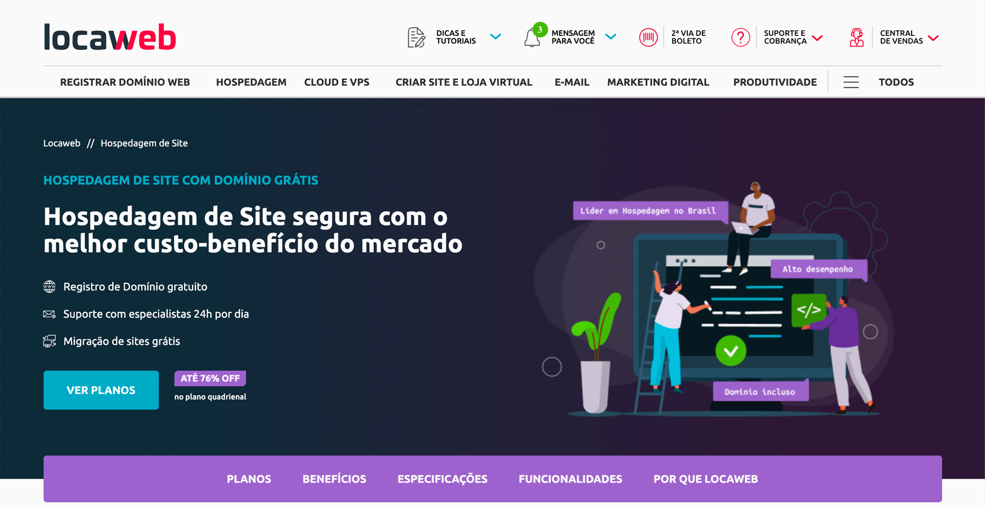 Hospedagem de site Locaweb