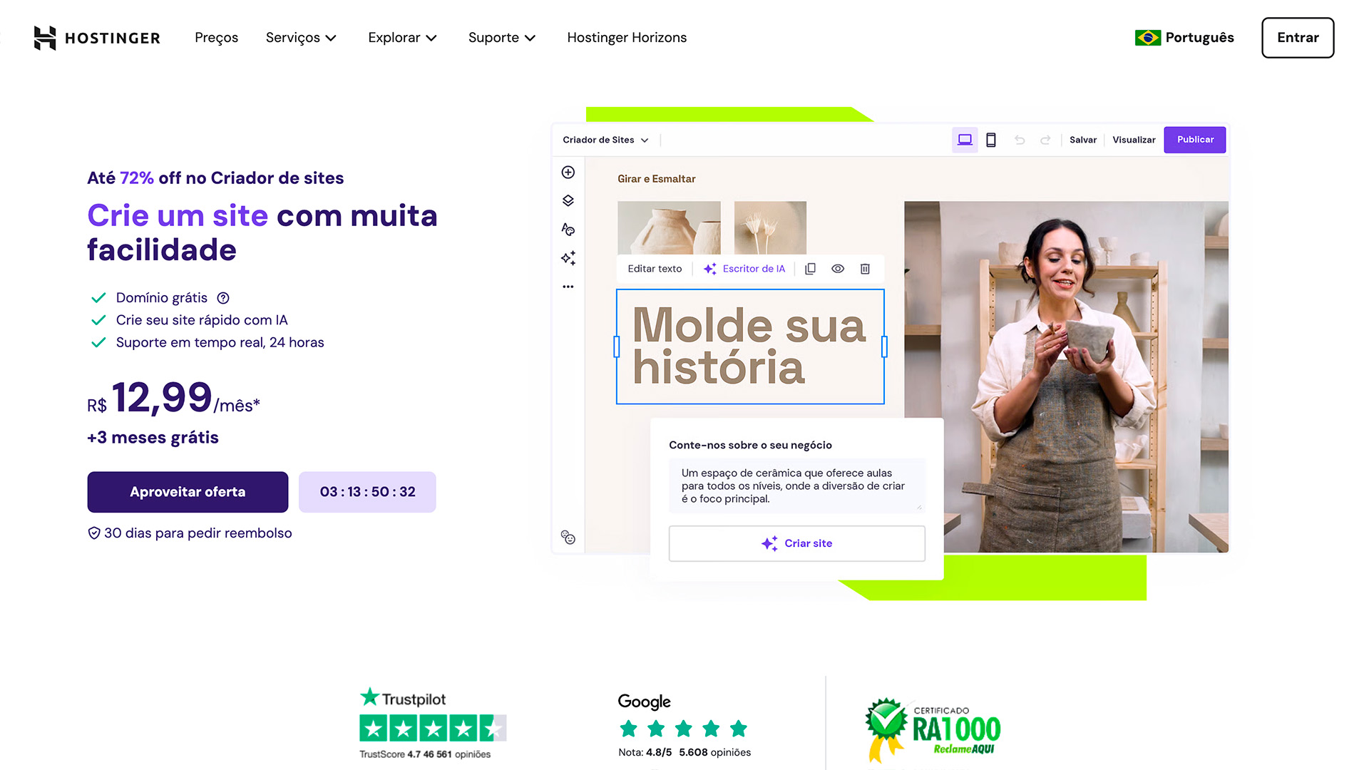 Criador de sites Hostinger