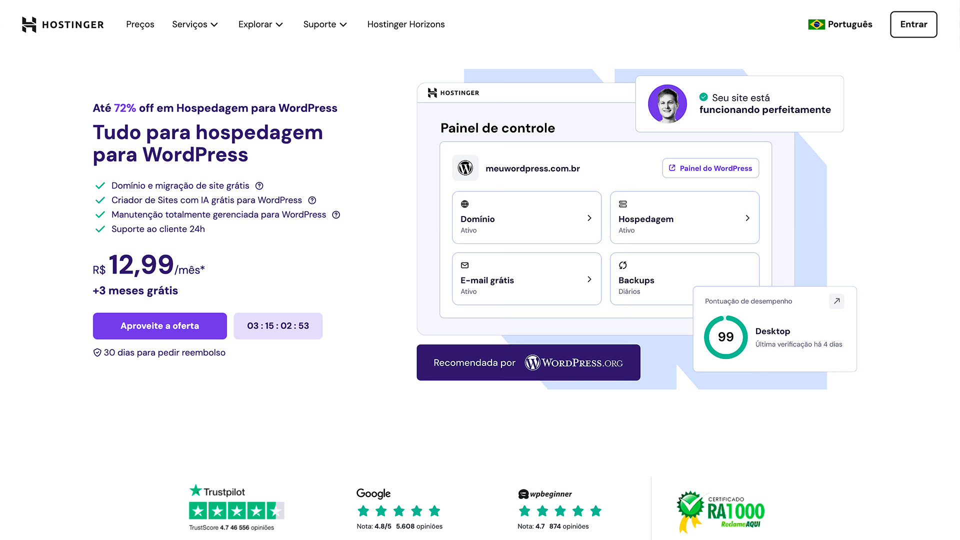 hospedagem wordpress hostinger