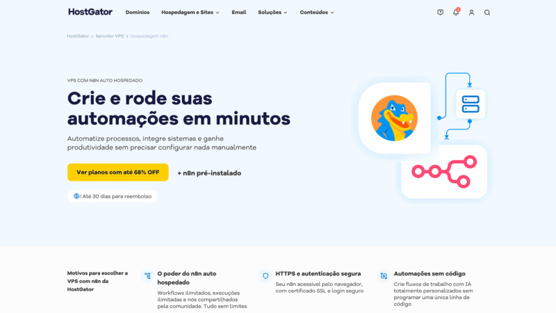 Servidor VPS com n8n da HostGator: Veja Como funciona