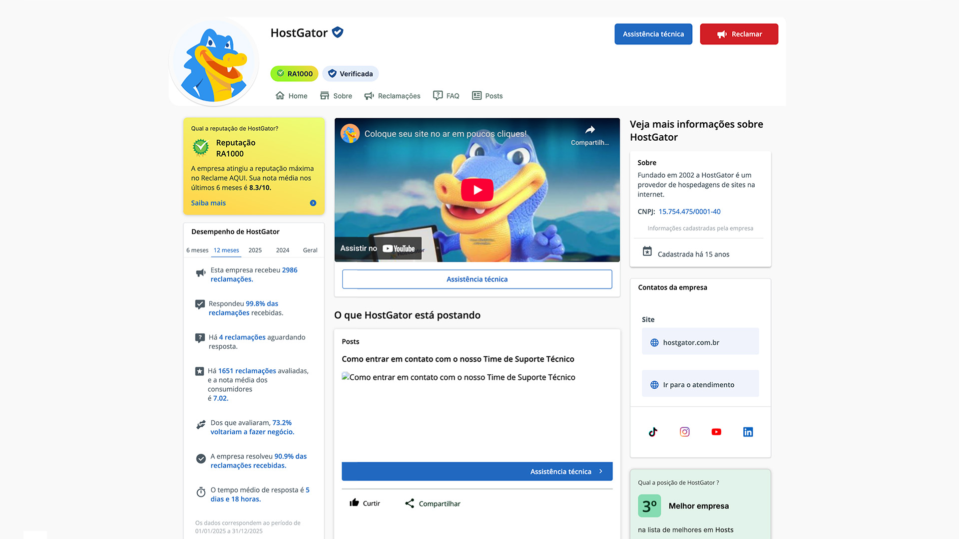 HostGator Reclame Aqui