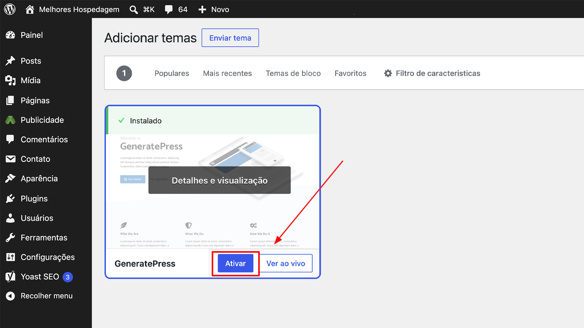Como Ativar Temas WordPress