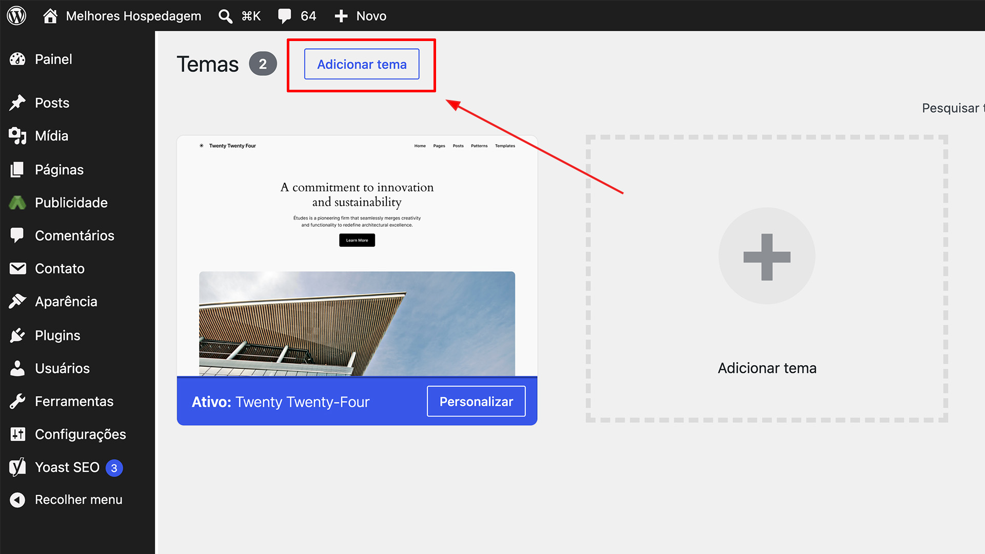 Como Instalar Temas WordPress - Passo 2