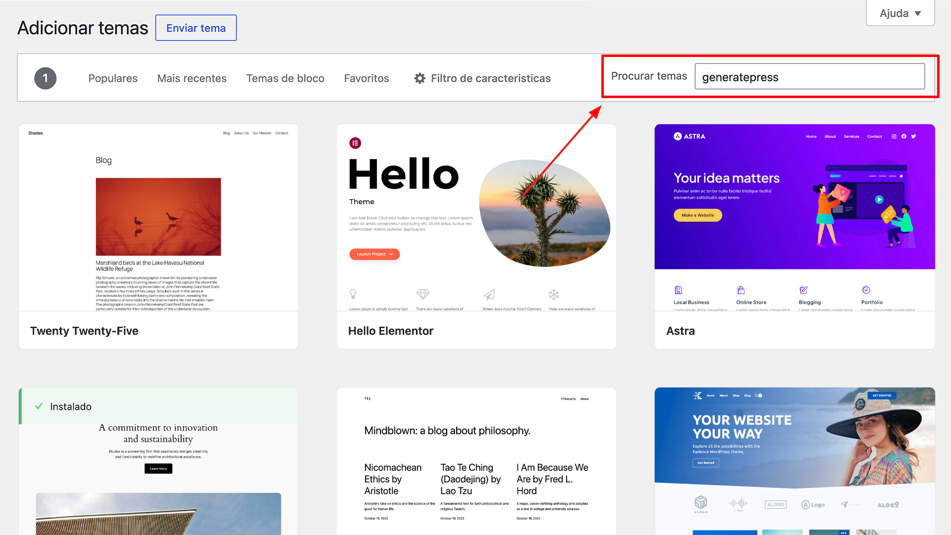 Como Instalar Temas WordPress - Passo 3