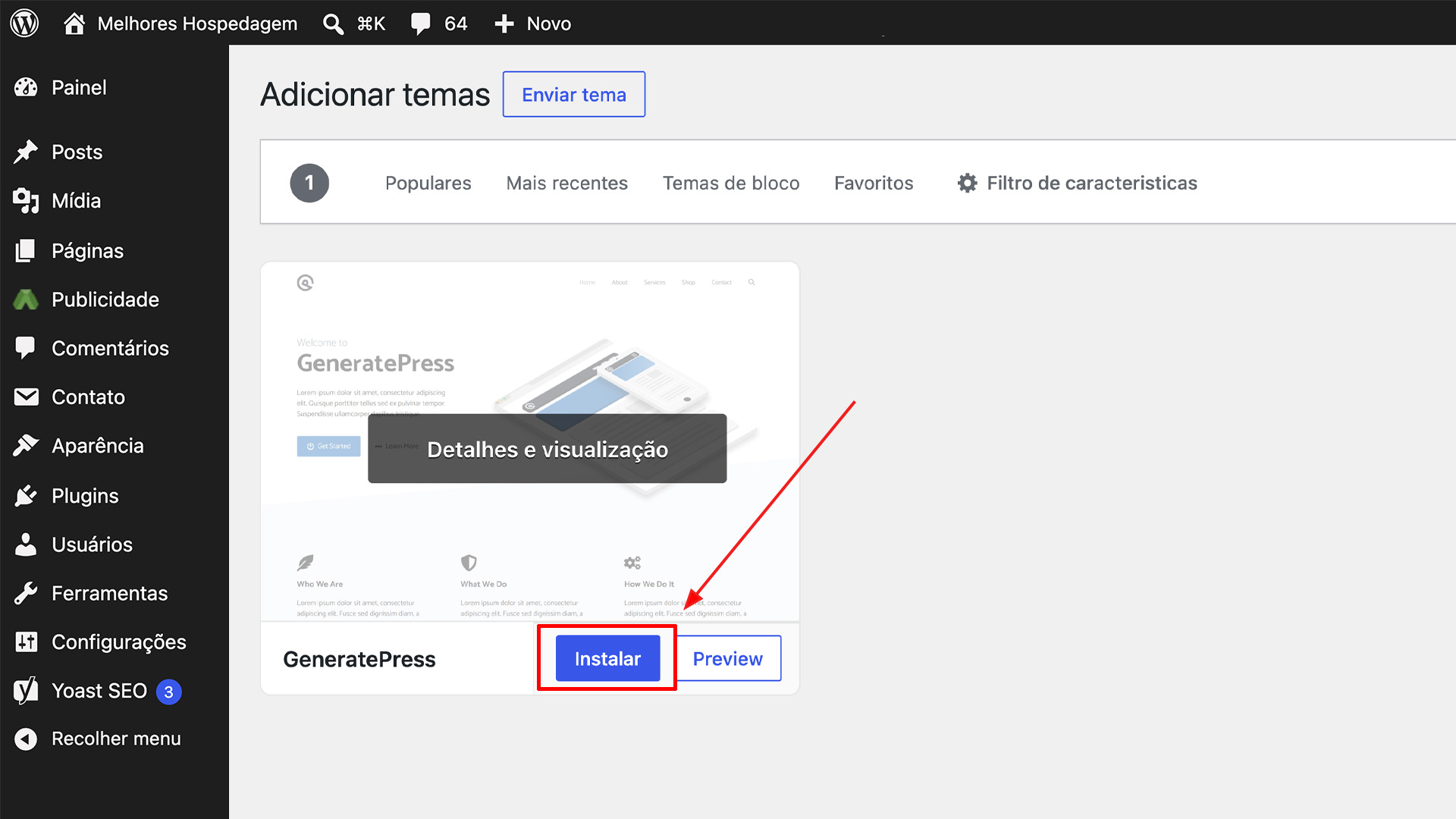 Como Instalar Temas WordPress - Passo 4