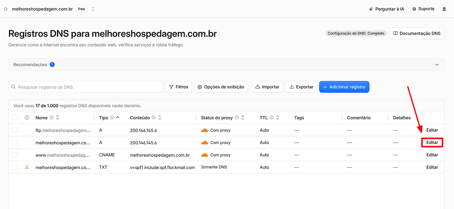 Apontar domínio para a Hostinger