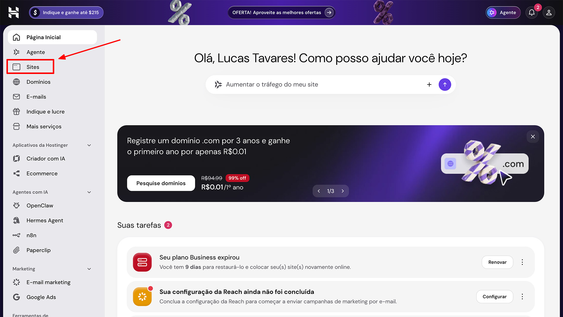 Migrar Site para Hostinger